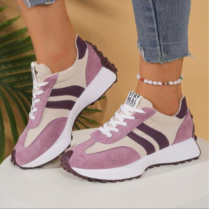 Reeve retro platform sneakers in yellow showing suede-look upper detail and thick platform sole