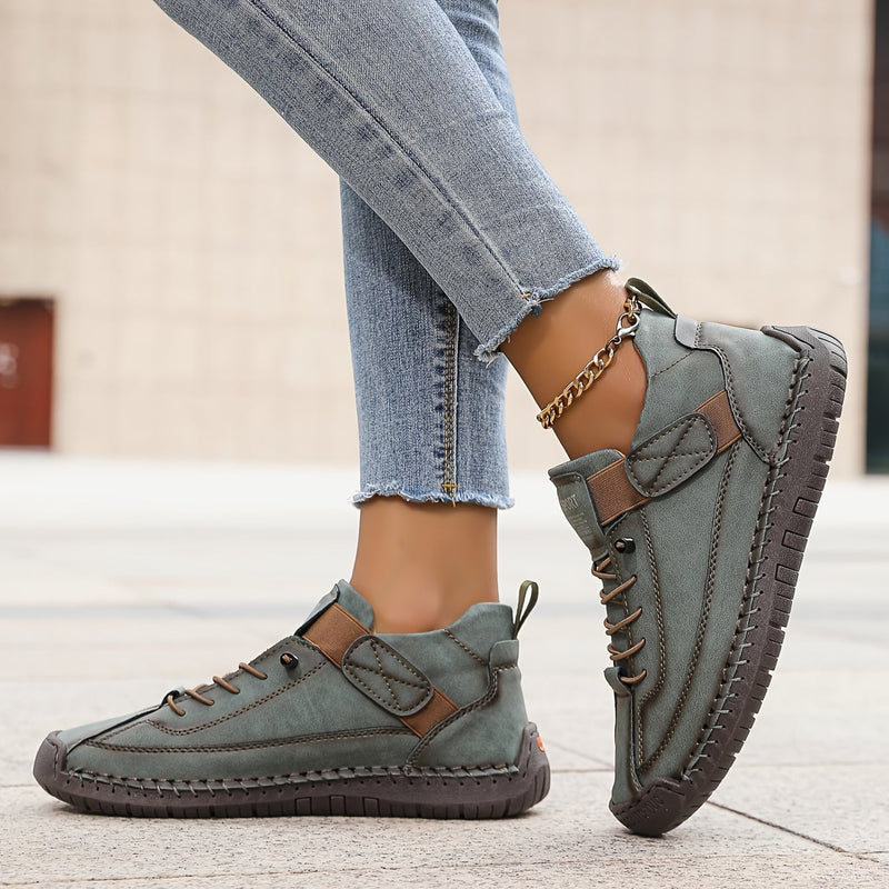 Renée orthopedic comfort sneakers in beige with velcro strap and cushioned Comfort+ sole, side view