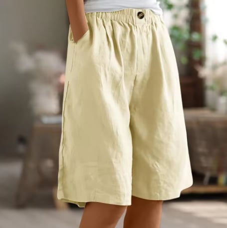 Close-up of elastic waistband detail on Renee Comfort Shorts in gray