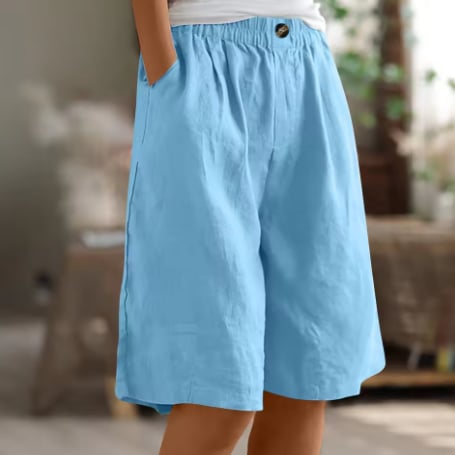 Back view of Renee Comfort Shorts in navy blue highlighting the flattering silhouette