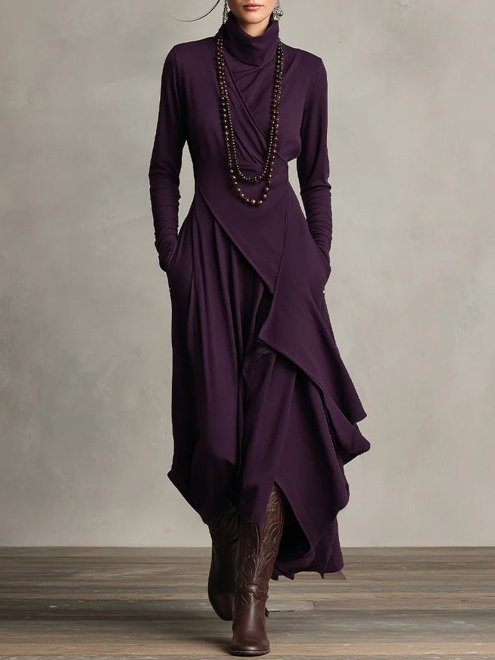Rhea maxi dress in black displaying the feminine contoured design