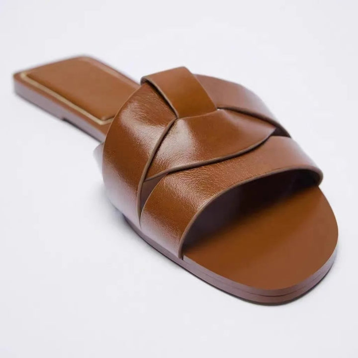 Ridge flat slides in blue shown from above highlighting clean streamlined strap design
