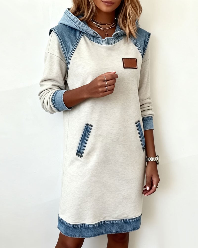 Close-up of the soft premium denim fabric texture on the Rina dress