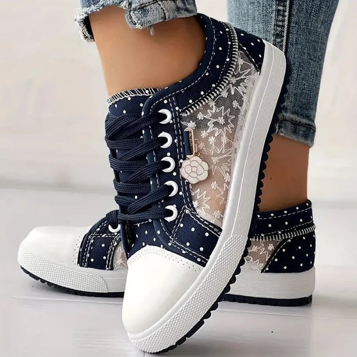 Sky blue women's orthopedic comfort sneakers with wide toe box on white background