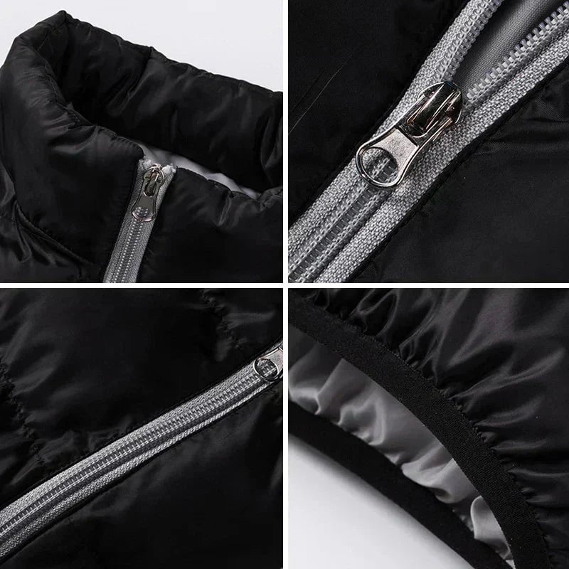 Back view of the thermal jacket in Grey highlighting its tailored cut and mobility-friendly construction