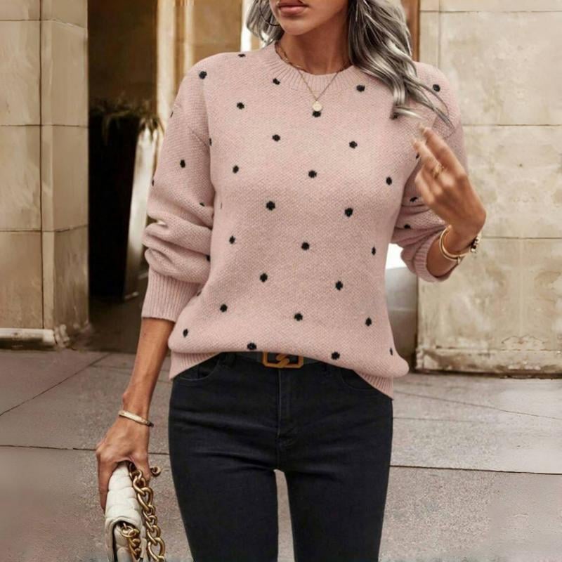 Cozy Dot Sweater laid flat showing color and dot pattern detail