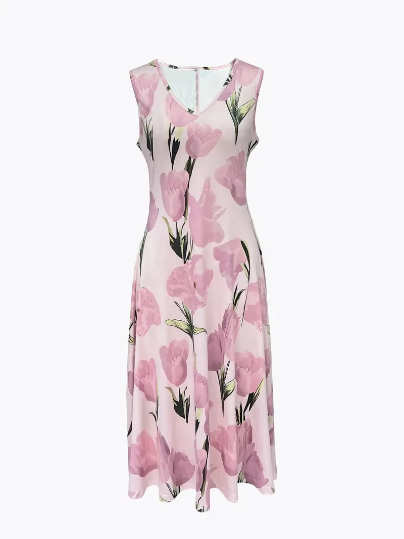 Back view of the Rosalie floral maxi dress set in pink, highlighting the jacket and dress length