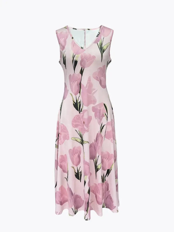 Back view of the Rosalie floral maxi dress set in pink, highlighting the jacket and dress length