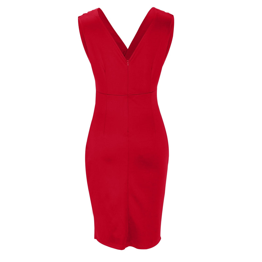 Flat lay of the Rosalina sleeveless bodycon dress showing fabric texture and color options