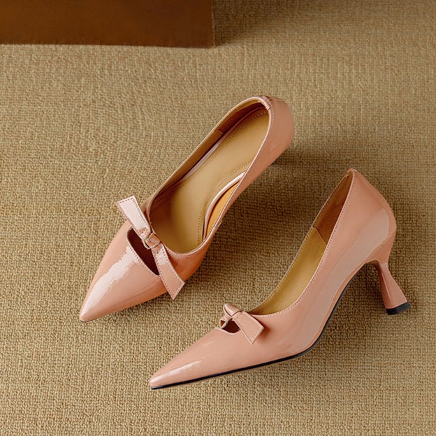 Rosalind blush pink pump sole and heel detail close-up