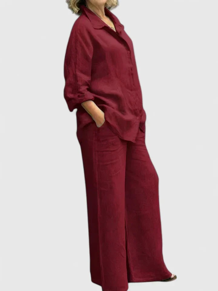 Roslyn two-piece set in black showing versatile smart-casual styling