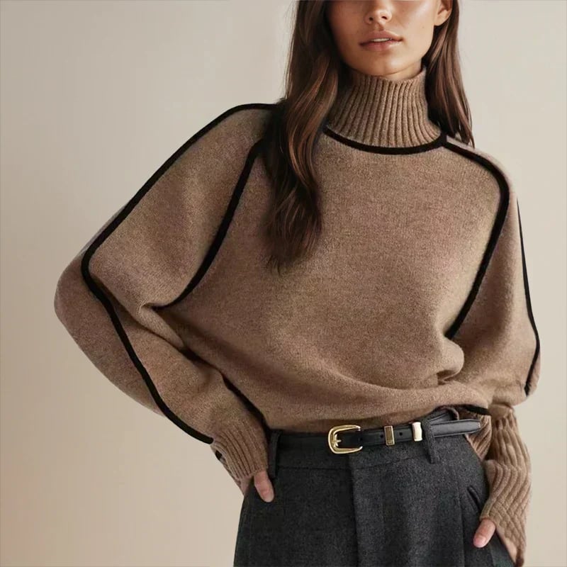 Front view of the Ruby sweater showing its flattering silhouette and refined fit