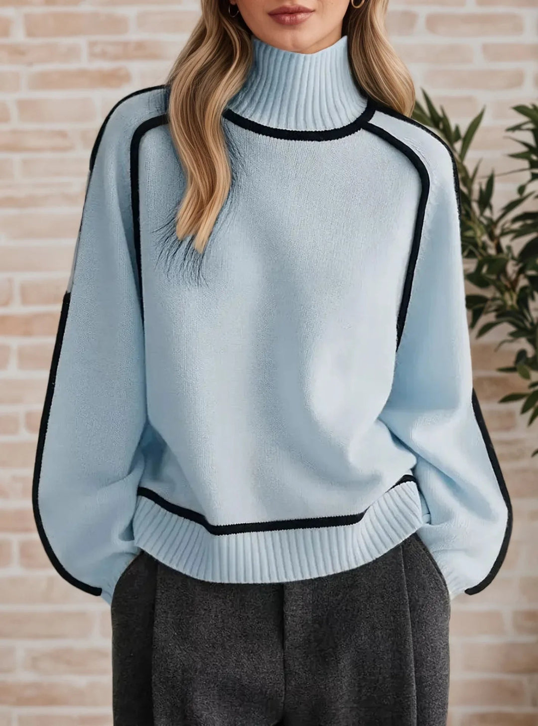 Ruby sweater styled with jeans and ankle boots for a casual everyday look