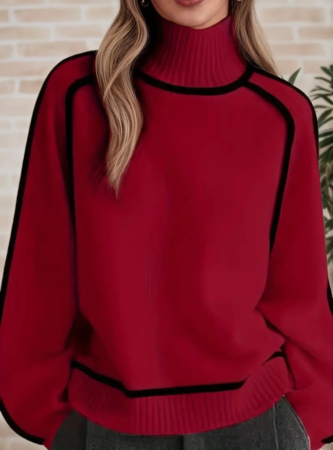 Woman wearing the Ruby sweater in white, showcasing its polished feminine appearance