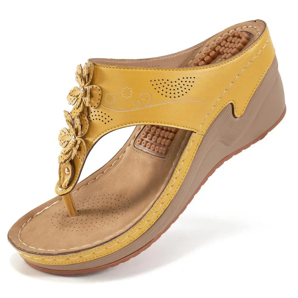 Saffron cushioned sandal in blue showing arch-support footbed and lightweight sole