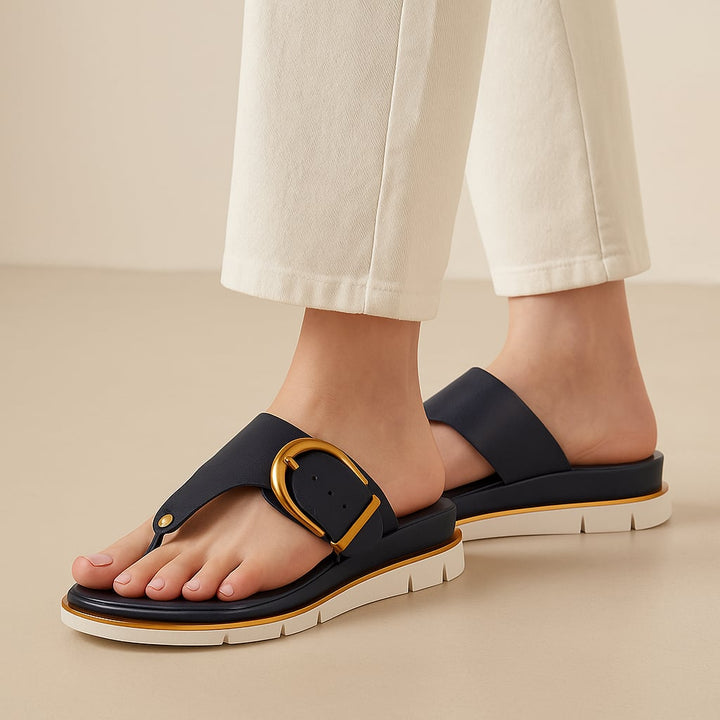 Sage women's sandals in off-white, side profile showing flexible lightweight sole