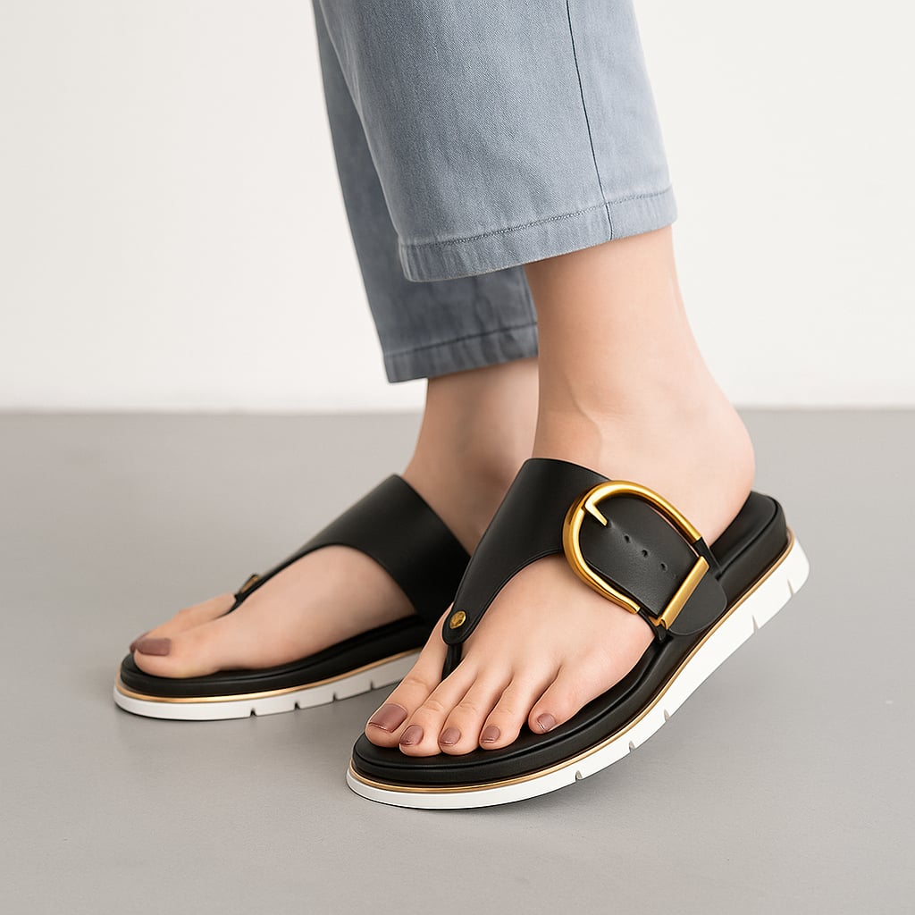 Sage women's sandals in off-white, top-down view highlighting strap design