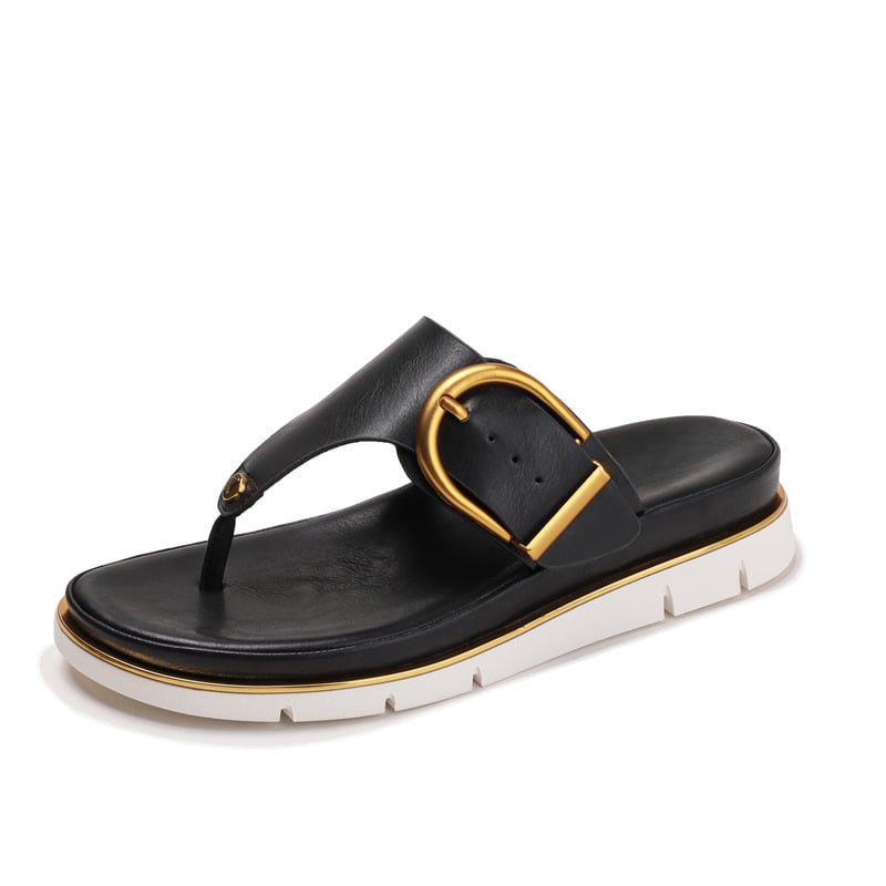 Sage women's sandals in off-white styled with wide-leg trousers