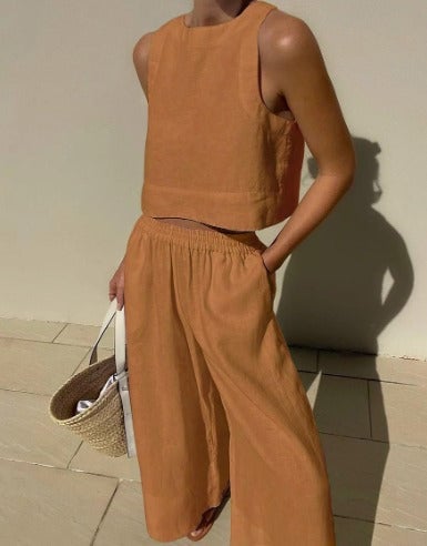 Salina wide-leg pants elastic waistband detail in black