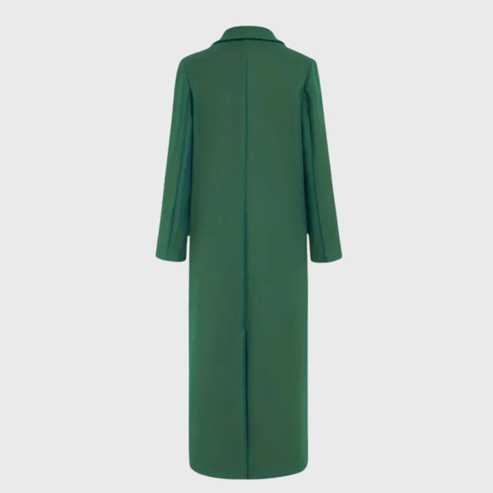 Pocket detail on longline winter trench coat in black