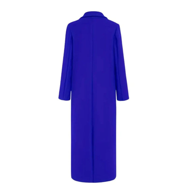 Flat lay of longline winter trench coat showing color options and coat construction