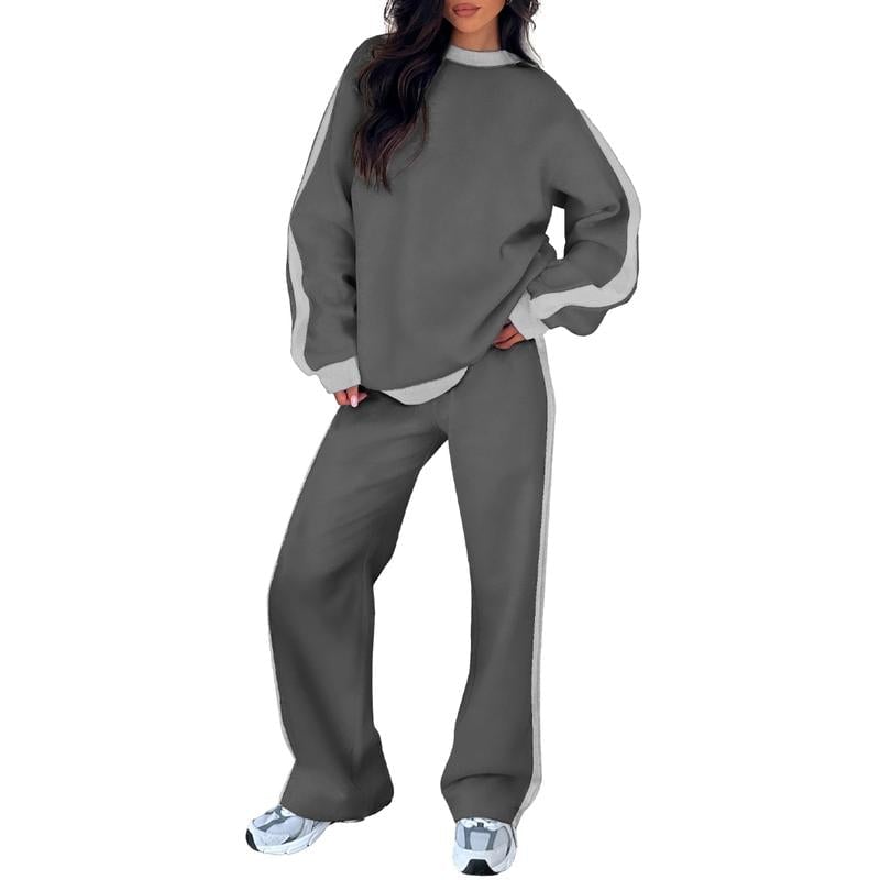 Model wearing the Samara sweatshirt set in white, styled for a clean and polished lounge look