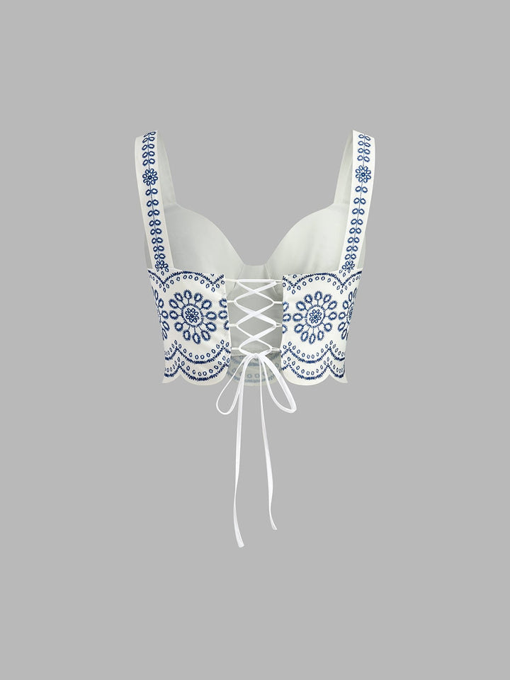 Back view of the crop top showing delicate tie-back closure detail