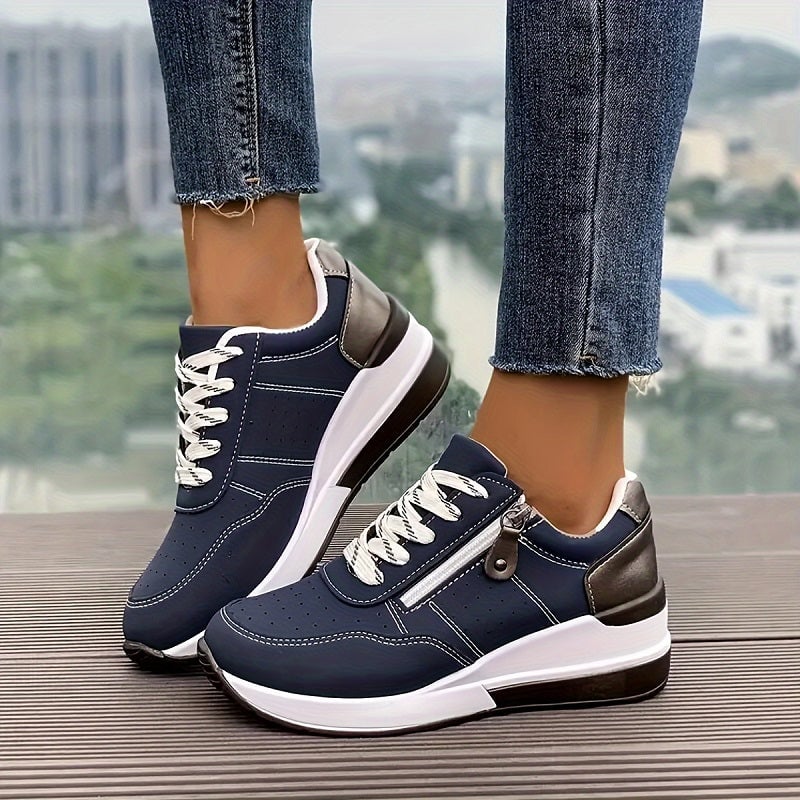 Scarlett orthopedic sneaker in Bali Blue, side profile view showing ergonomic sole and lightweight design