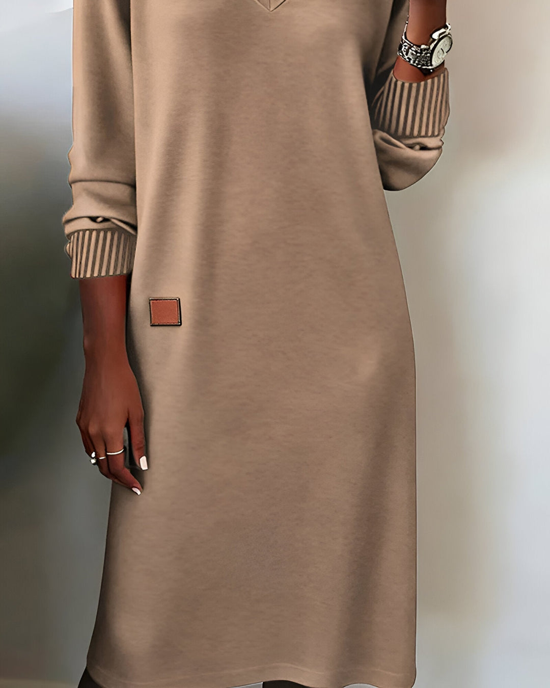 Full-length back view of the Scarlett midi dress in white on a model