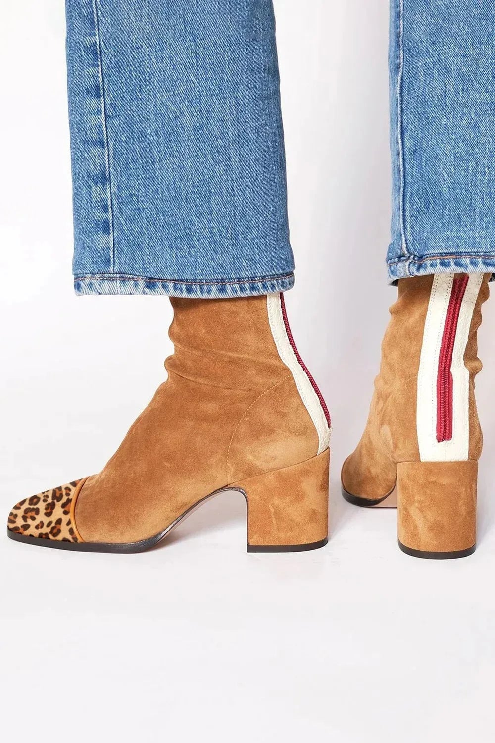 Scarlett heeled boots in purple, overhead flat-lay showing full boot silhouette