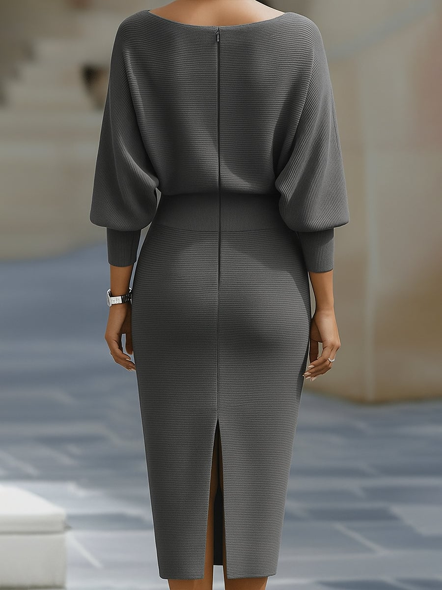 Selah midi dress in blue colorway, full-length front view