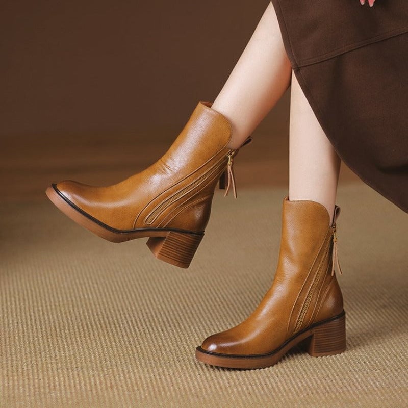 Selene ankle boots in black styled with tailored trousers