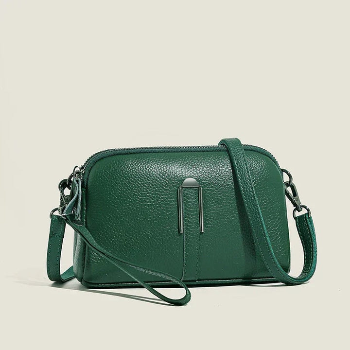 Selinde shoulder bag in khaki styled with casual everyday outfit
