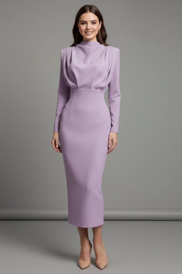 Serafina maxi dress in gray showcasing the full-length silhouette