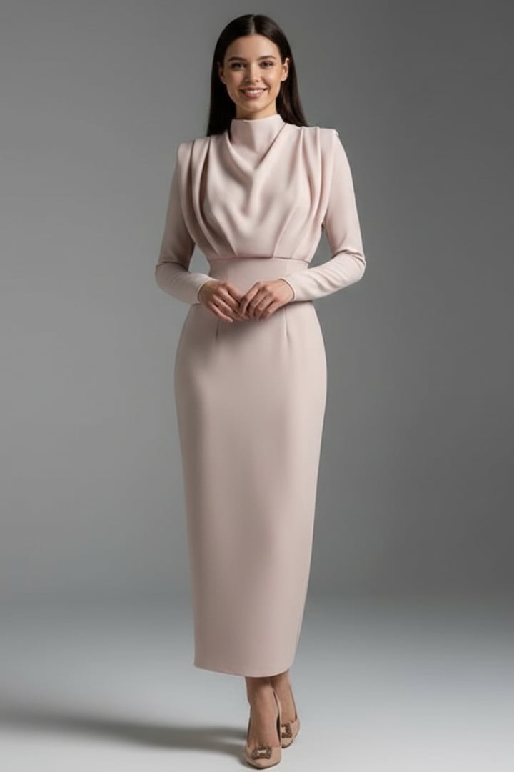 Serafina maxi dress in apricot with a graceful floor-sweeping hem