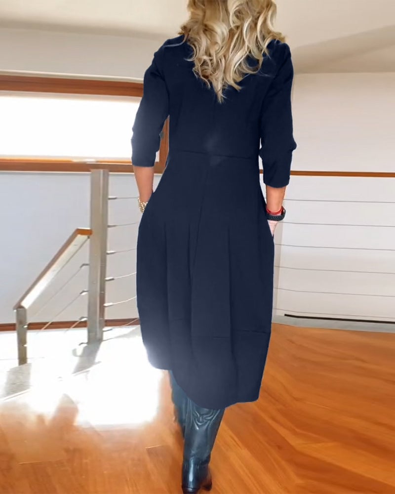 Seraphina dress in green styled casually with flats