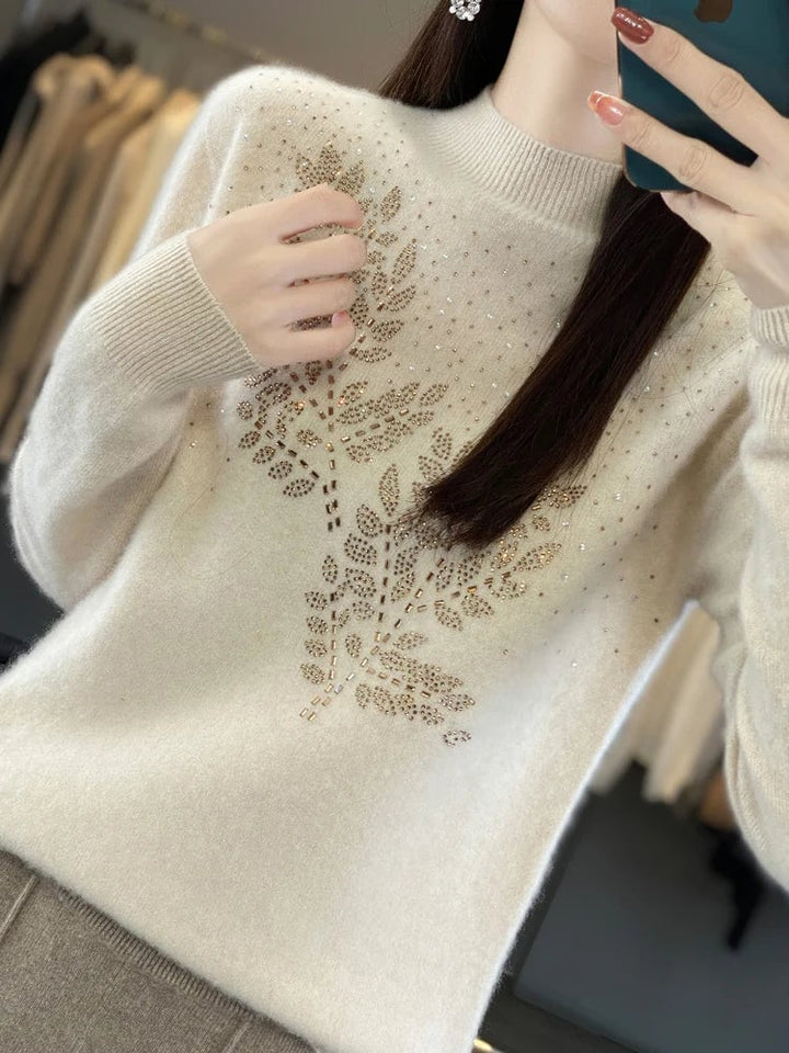 Serenella Embellished Sweater in Black colorway for an elevated evening look