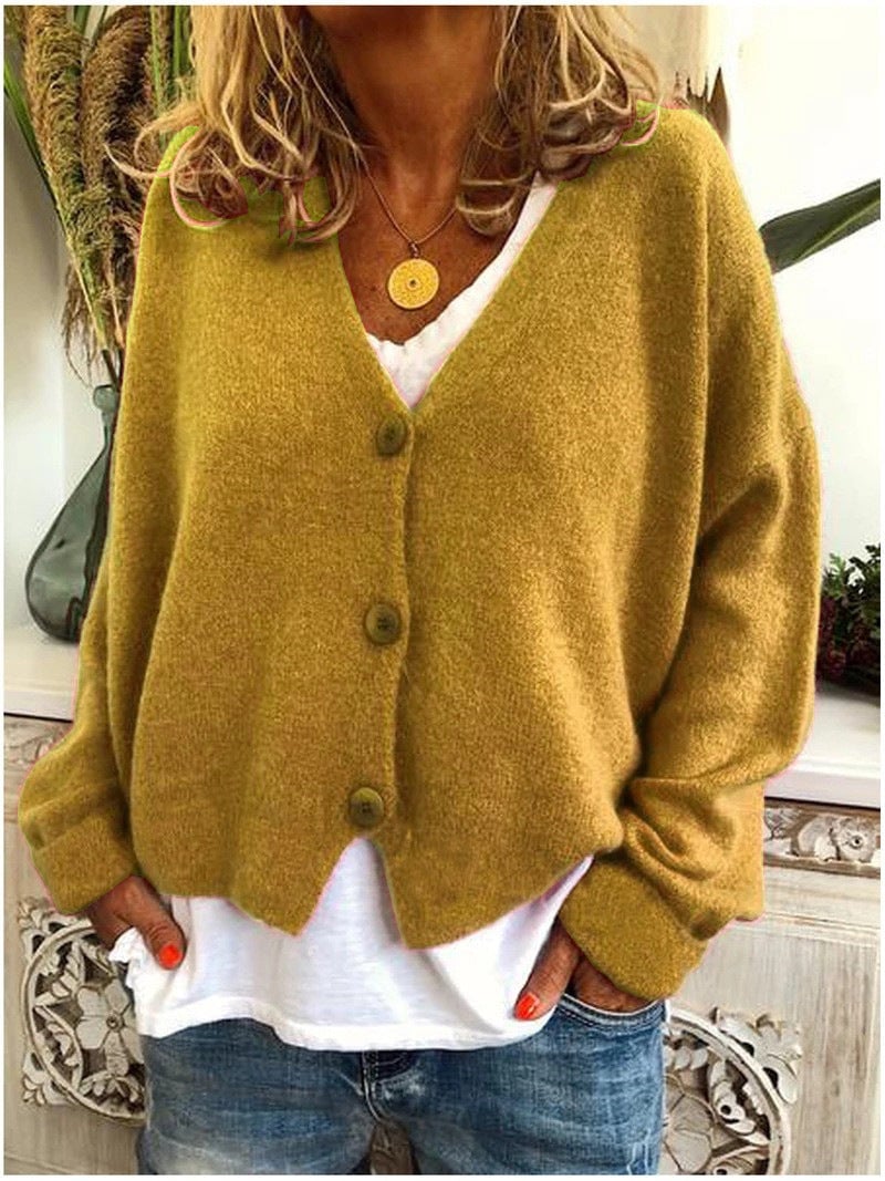 Flat lay of the Shannon knit cardigan highlighting its soft fabric and relaxed silhouette