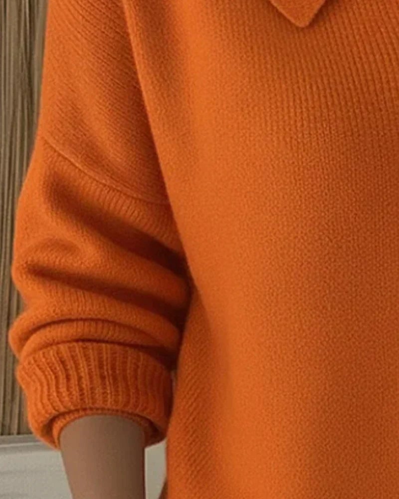 Women's button collar cardigan shown in multiple color options including blue, red, and orange