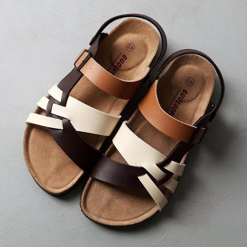 Sienna women's sandals in brown shown from a side angle highlighting the minimalist silhouette