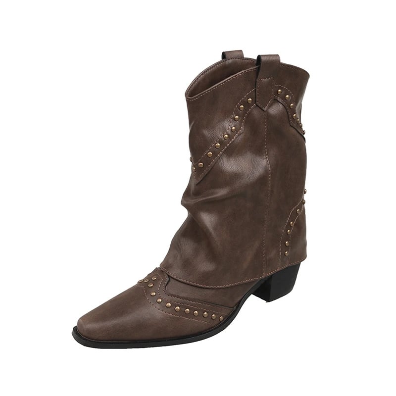 Back view of black Sierra western boots highlighting heel height and stitching