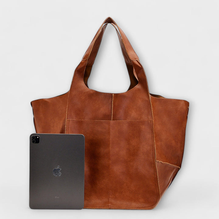 Sigrid Everyday Bag in green laid flat showing overall shape and clean lines