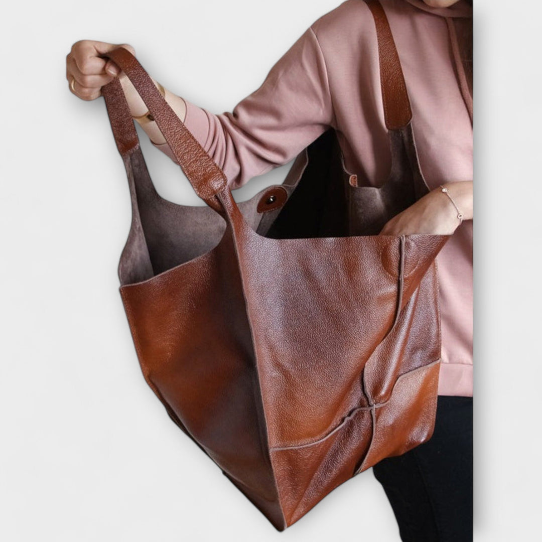 Sigrid Everyday Bag in khaki shown from the front emphasizing its neutral versatile color