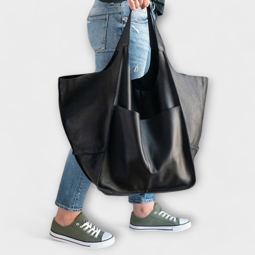 Sigrid Everyday Bag in green shown at an angle to display full profile