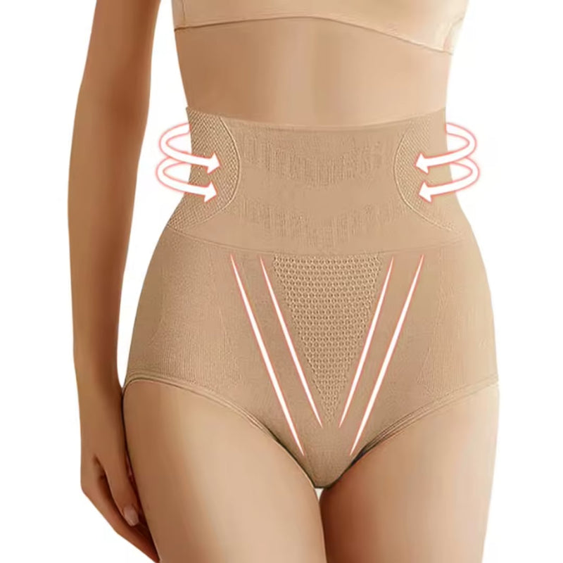 Close-up of breathable soft lining detail on high-waist shaping underwear
