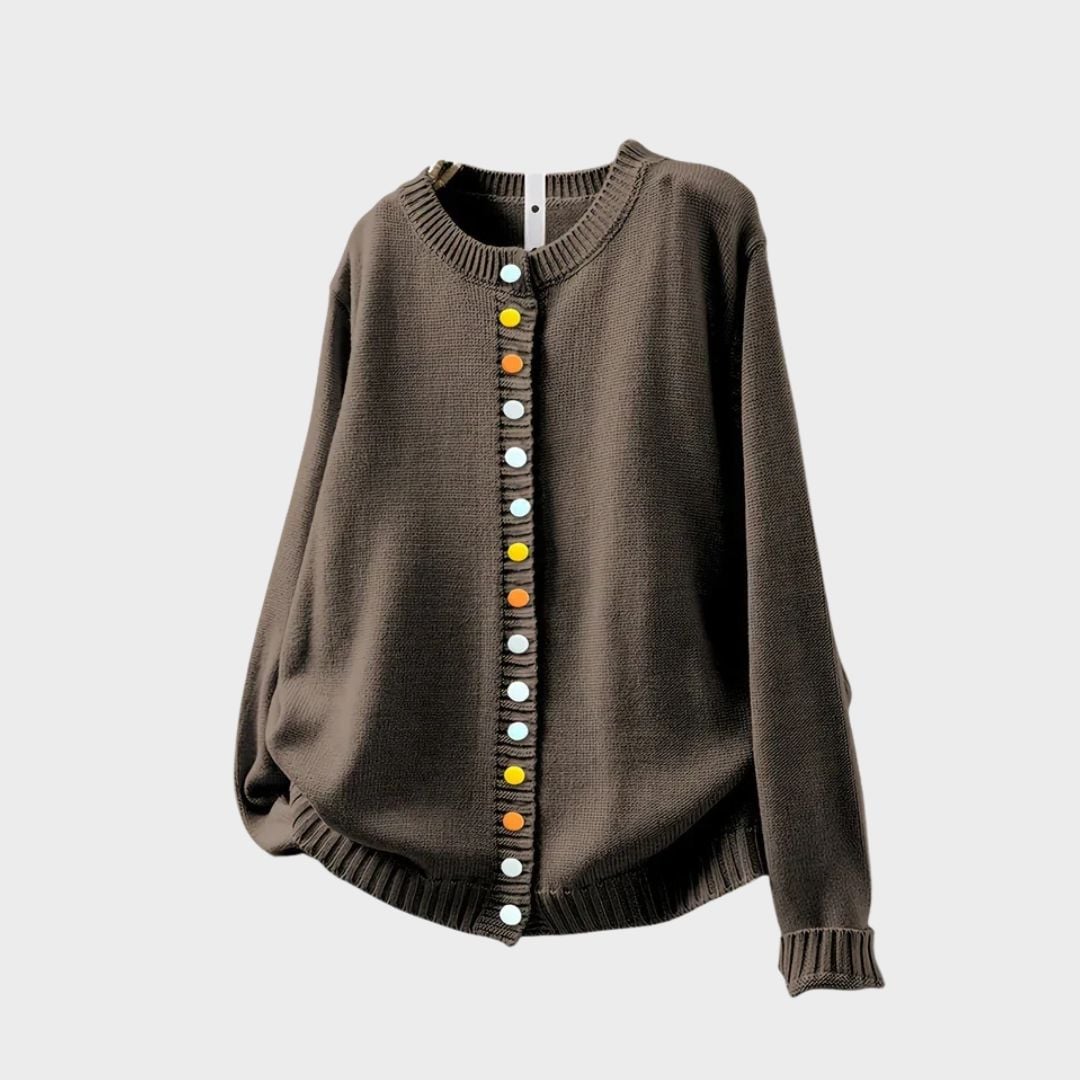 Close-up of the Skylar cardigan showing soft fabric texture and flattering drape