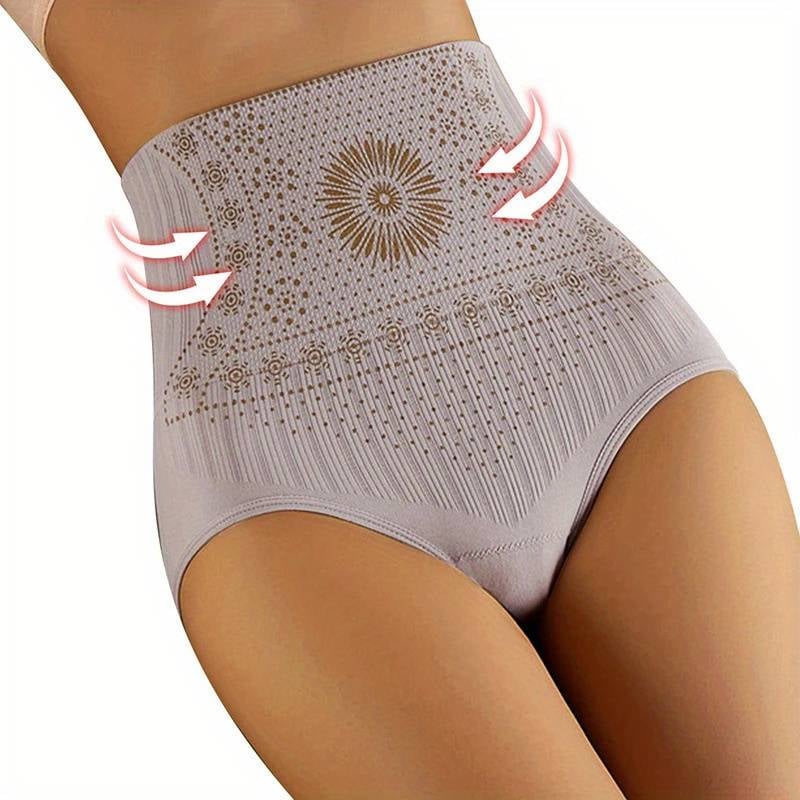 Model in pink high-waist slimming underwear demonstrating posture-enhancing silhouette