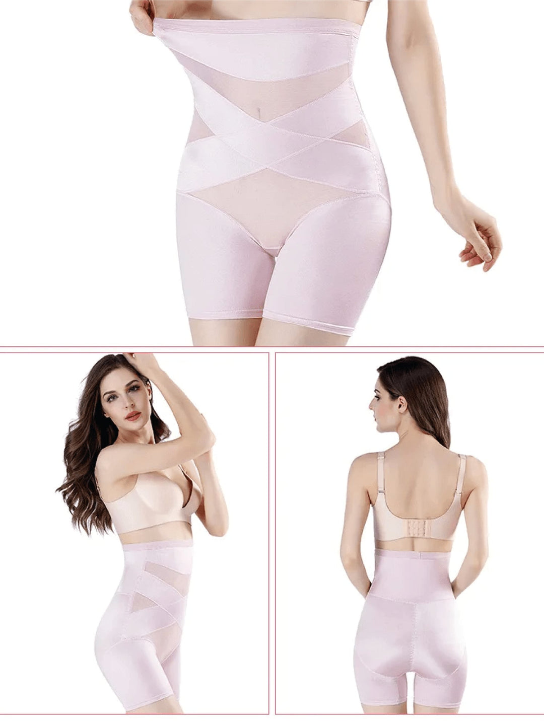 Size chart detail for the high-waist compression shaper ranging from S to 4XL