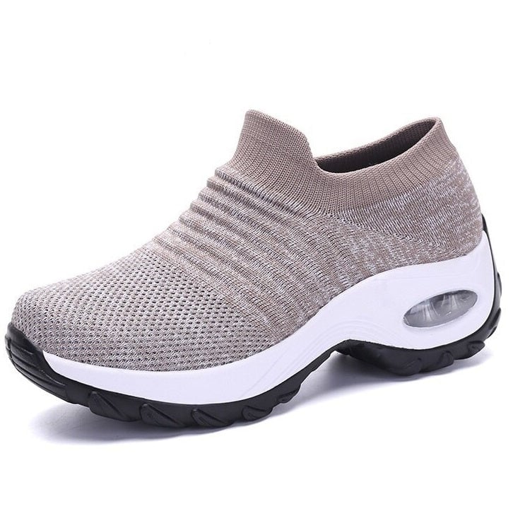 Solange women's arch support shoes in black with white sole, side view