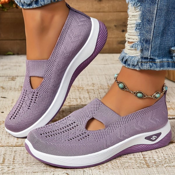 Soleil slip-on shoes in grey colorway displayed at a three-quarter angle